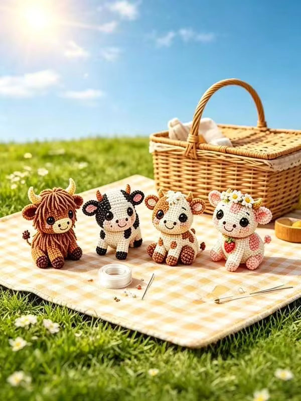 1 Set Cute Cow Beaded DIY Kit, 4pcs Animal Beaded Handmade Set, Handmade Jewelry Making Kit, Creative Gift, Suitable For Craft Enthusiasts And DIY Lovers